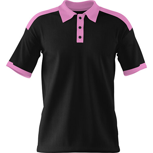 Poloshirt Individuell Gestaltbar , schwarz / rosa, 200gsm Poly / Cotton Pique, XS, 60,00cm x 40,00cm (Höhe x Breite), Bild 1