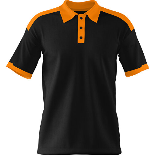 Poloshirt Individuell Gestaltbar , schwarz / gelborange, 200gsm Poly / Cotton Pique, XS, 60,00cm x 40,00cm (Höhe x Breite), Bild 1
