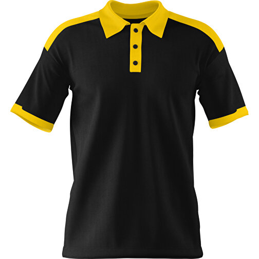 Poloshirt Individuell Gestaltbar , schwarz / goldgelb, 200gsm Poly / Cotton Pique, XS, 60,00cm x 40,00cm (Höhe x Breite), Bild 1