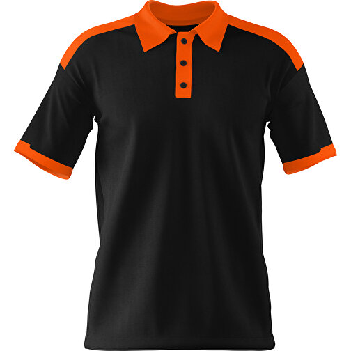 Poloshirt Individuell Gestaltbar , schwarz / orange, 200gsm Poly / Cotton Pique, XS, 60,00cm x 40,00cm (Höhe x Breite), Bild 1