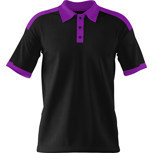 Poloshirt Individuell Gestaltbar , schwarz / dunkelmagenta, 200gsm Poly / Cotton Pique, XL, 76,00cm x 59,00cm (Höhe x Breite), Bild 1