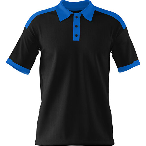 Poloshirt Individuell Gestaltbar , schwarz / kobaltblau, 200gsm Poly / Cotton Pique, S, 65,00cm x 45,00cm (Höhe x Breite), Bild 1