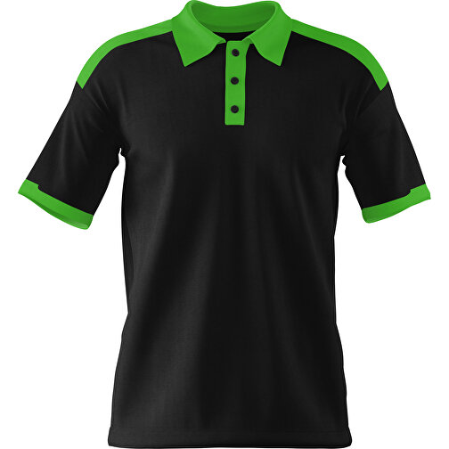 Poloshirt Individuell Gestaltbar , schwarz / grasgrün, 200gsm Poly / Cotton Pique, M, 70,00cm x 49,00cm (Höhe x Breite), Bild 1