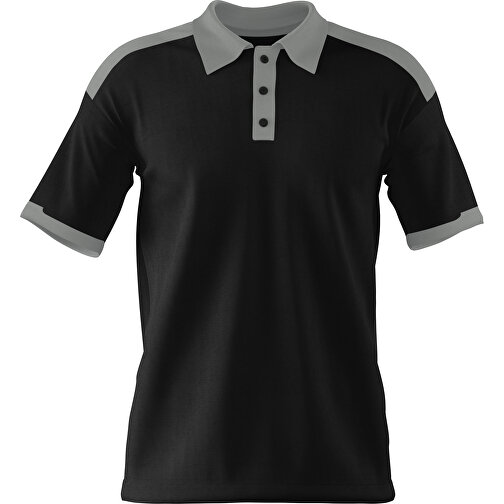 Poloshirt Individuell Gestaltbar , schwarz / grau, 200gsm Poly / Cotton Pique, L, 73,50cm x 54,00cm (Höhe x Breite), Bild 1