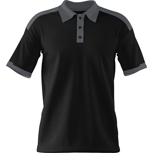 Poloshirt Individuell Gestaltbar , schwarz / dunkelgrau, 200gsm Poly / Cotton Pique, 2XL, 79,00cm x 63,00cm (Höhe x Breite), Bild 1