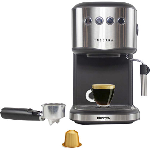Prixton Toscana Espressomaschine , schwarz, Kunststoff, Aluminium, 28,00cm x 31,60cm x 18,00cm (Länge x Höhe x Breite), Bild 3