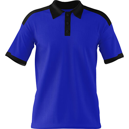 Poloshirt Individuell Gestaltbar , blau / schwarz, 200gsm Poly / Cotton Pique, XS, 60,00cm x 40,00cm (Höhe x Breite), Bild 1