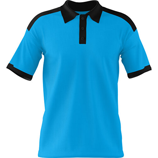 Poloshirt Individuell Gestaltbar , himmelblau / schwarz, 200gsm Poly / Cotton Pique, XL, 76,00cm x 59,00cm (Höhe x Breite), Bild 1