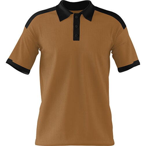 Poloshirt Individuell Gestaltbar , erdbraun / schwarz, 200gsm Poly / Cotton Pique, S, 65,00cm x 45,00cm (Höhe x Breite), Bild 1
