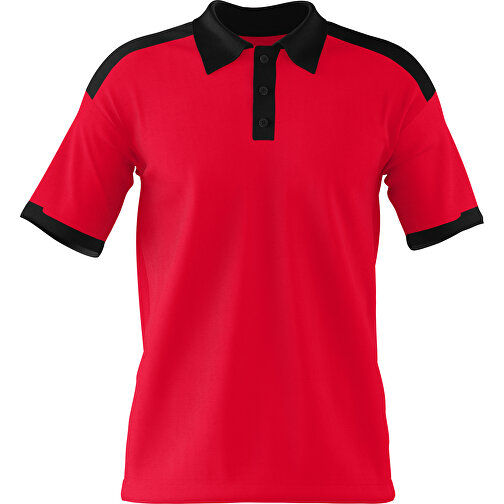Poloshirt Individuell Gestaltbar , ampelrot / schwarz, 200gsm Poly / Cotton Pique, S, 65,00cm x 45,00cm (Höhe x Breite), Bild 1