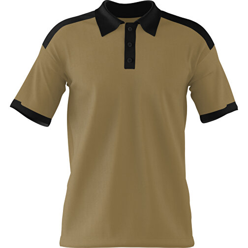 Poloshirt Individuell Gestaltbar , gold / schwarz, 200gsm Poly / Cotton Pique, M, 70,00cm x 49,00cm (Höhe x Breite), Bild 1