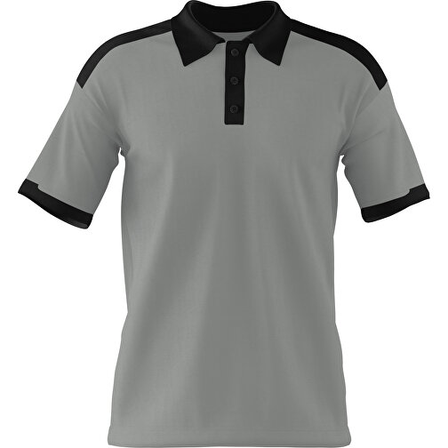 Poloshirt Individuell Gestaltbar , grau / schwarz, 200gsm Poly / Cotton Pique, L, 73,50cm x 54,00cm (Höhe x Breite), Bild 1