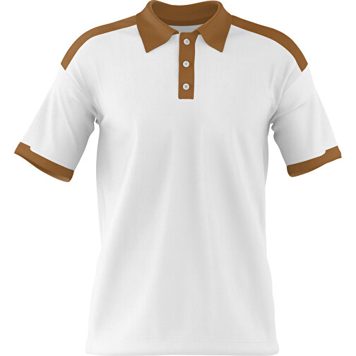 Poloshirt Individuell Gestaltbar , weiss / erdbraun, 200gsm Poly / Cotton Pique, L, 73,50cm x 54,00cm (Höhe x Breite), Bild 1