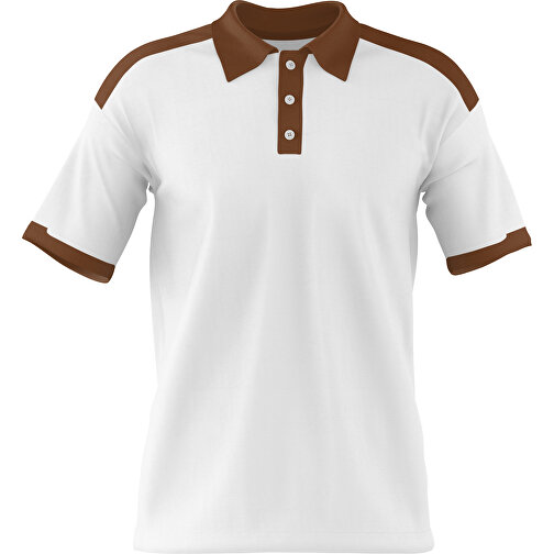 Poloshirt Individuell Gestaltbar , weiß / dunkelbraun, 200gsm Poly / Cotton Pique, 3XL, 81,00cm x 66,00cm (Höhe x Breite), Bild 1