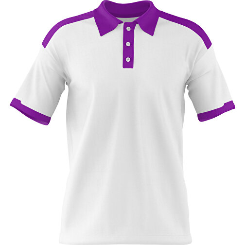 Poloshirt Individuell Gestaltbar , weiß / dunkelmagenta, 200gsm Poly / Cotton Pique, 3XL, 81,00cm x 66,00cm (Höhe x Breite), Bild 1