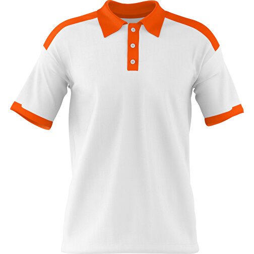 Poloshirt Individuell Gestaltbar , weiss / orange, 200gsm Poly / Cotton Pique, 3XL, 81,00cm x 66,00cm (Höhe x Breite), Bild 1