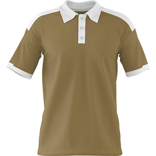 Poloshirt Individuell Gestaltbar , gold / weiß, 200gsm Poly / Cotton Pique, XS, 60,00cm x 40,00cm (Höhe x Breite), Bild 1