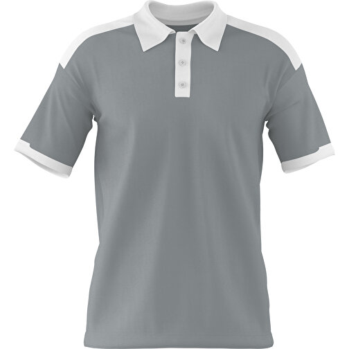 Poloshirt Individuell Gestaltbar , silber / weiss, 200gsm Poly / Cotton Pique, XL, 76,00cm x 59,00cm (Höhe x Breite), Bild 1