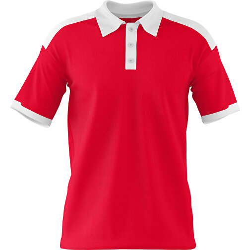 Poloshirt Individuell Gestaltbar , ampelrot / weiss, 200gsm Poly / Cotton Pique, S, 65,00cm x 45,00cm (Höhe x Breite), Bild 1