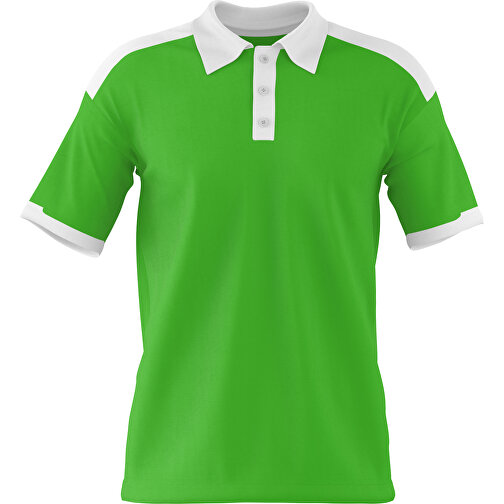 Poloshirt Individuell Gestaltbar , grasgrün / weiss, 200gsm Poly / Cotton Pique, L, 73,50cm x 54,00cm (Höhe x Breite), Bild 1