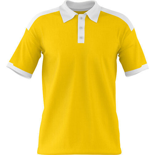 Poloshirt Individuell Gestaltbar , goldgelb / weiß, 200gsm Poly / Cotton Pique, 3XL, 81,00cm x 66,00cm (Höhe x Breite), Bild 1