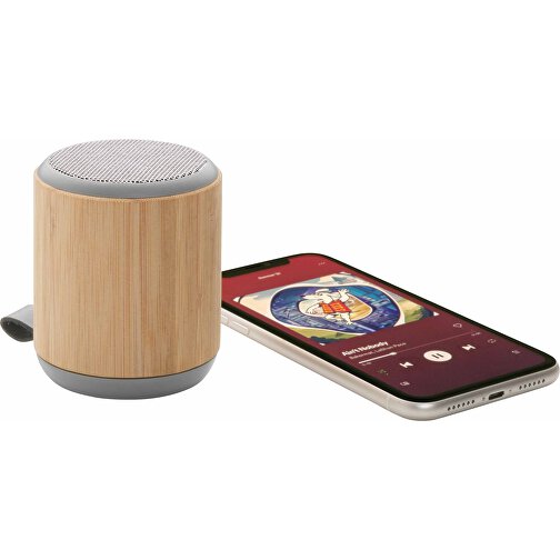 Speaker wireless 3W in bambù e tessuto, Immagine 1