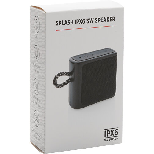 Splash IPX6 3W Lautsprecher, Schwarz , schwarz, ABS, 9,40cm x 4,10cm (Länge x Höhe), Bild 7