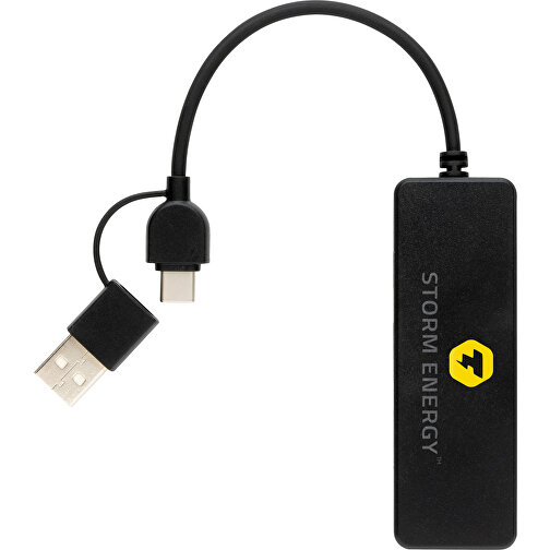 RCS Recycelter USB-Hub Mit Dual-Input, Schwarz , schwarz, ABS - recycelt, 2,80cm x 8,50cm (Länge x Höhe), Bild 8