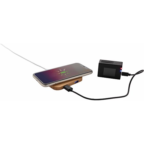 Chargeur sans fil 5W et USB en bambou FSC, Image 3