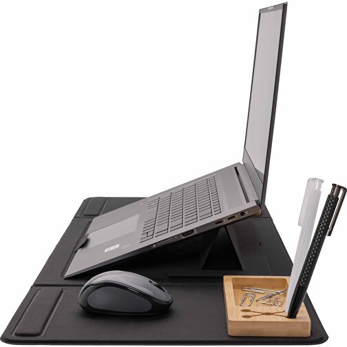 Impact AWARE RPET Faltbare Desk-Organizer Mit Laptop-Ständer, Schwarz , schwarz, PET - recycelt, 80,00cm x 0,50cm (Länge x Höhe), Bild 6