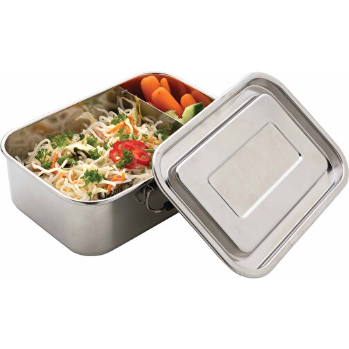 Auslaufsichere Lunchbox Aus RCS Recyceltem Stainless Steel, Silber , silber, Rostfreier Stahl - recycelt, 18,20cm x 6,30cm (Länge x Höhe), Bild 3