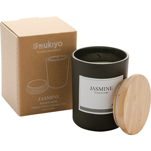 Ukiyo Deluxe Parfümierte Kerze Mit Bambusdeckel, Schwarz , schwarz, Glas, 11,30cm (Höhe), Bild 5