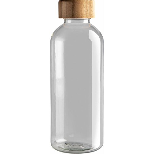 GRS RPET Flasche Mit Bambus-Deckel, Transparent , transparent, PET - recycelt, 7,40cm x 20,60cm (Länge x Höhe), Bild 2