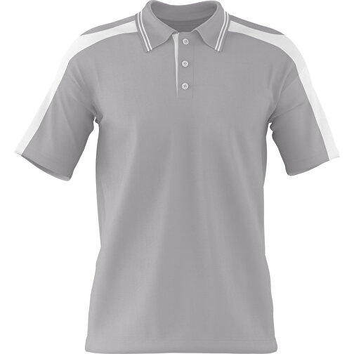 Poloshirt Individuell Gestaltbar , hellgrau / weiß, 200gsm Poly / Cotton Pique, M, 70,00cm x 49,00cm (Höhe x Breite), Bild 1