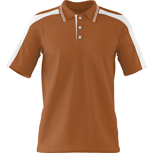Poloshirt Individuell Gestaltbar , braun / weiß, 200gsm Poly / Cotton Pique, M, 70,00cm x 49,00cm (Höhe x Breite), Bild 1