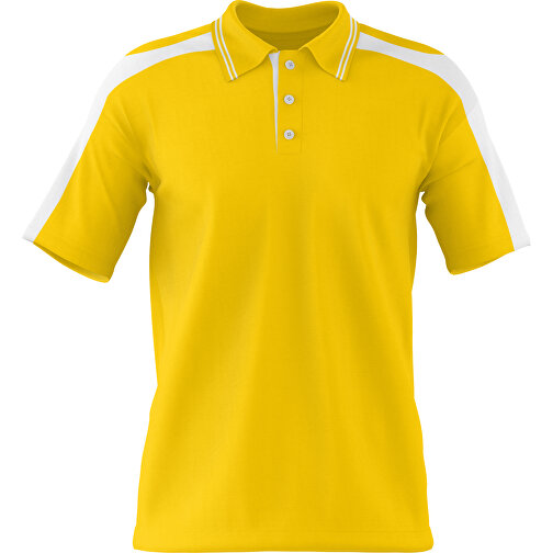 Poloshirt Individuell Gestaltbar , goldgelb / weiss, 200gsm Poly / Cotton Pique, M, 70,00cm x 49,00cm (Höhe x Breite), Bild 1