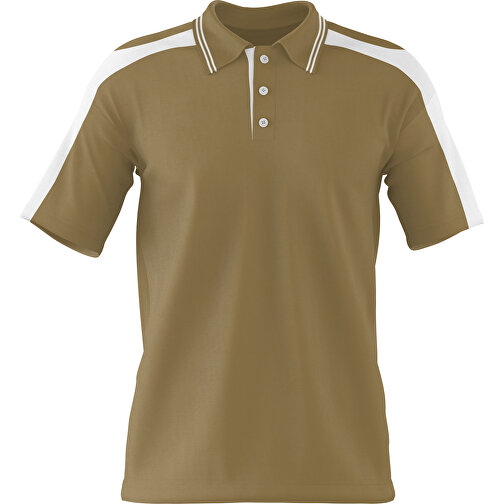 Poloshirt Individuell Gestaltbar , gold / weiß, 200gsm Poly / Cotton Pique, L, 73,50cm x 54,00cm (Höhe x Breite), Bild 1