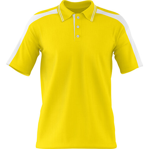 Poloshirt Individuell Gestaltbar , gelb / weiß, 200gsm Poly / Cotton Pique, L, 73,50cm x 54,00cm (Höhe x Breite), Bild 1