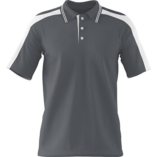 Poloshirt Individuell Gestaltbar , dunkelgrau / weiss, 200gsm Poly / Cotton Pique, 3XL, 81,00cm x 66,00cm (Höhe x Breite), Bild 1