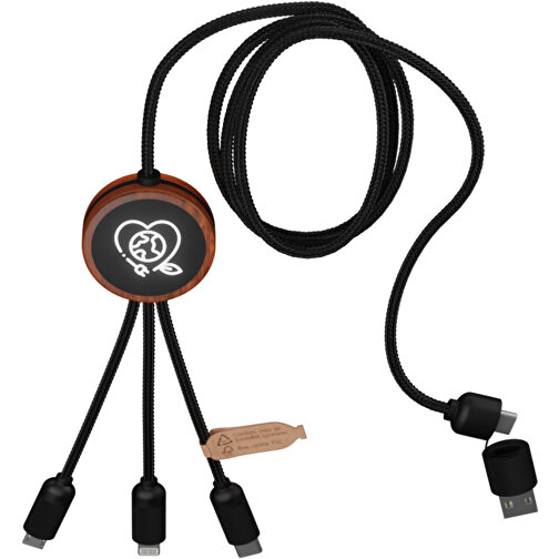 SCX.design C37 kabel do ładowania z podświetlanym logo 5-w-1 rPET i z okrągłą drewnianą obudow, Obraz 6