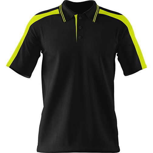 Poloshirt Individuell Gestaltbar , schwarz / hellgrün, 200gsm Poly / Cotton Pique, XS, 60,00cm x 40,00cm (Höhe x Breite), Bild 1