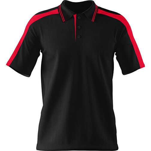 Poloshirt Individuell Gestaltbar , schwarz / ampelrot, 200gsm Poly / Cotton Pique, XS, 60,00cm x 40,00cm (Höhe x Breite), Bild 1