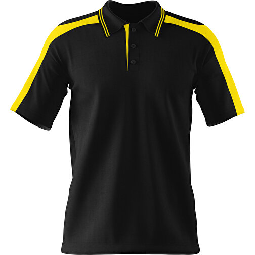 Poloshirt Individuell Gestaltbar , schwarz / gelb, 200gsm Poly / Cotton Pique, XS, 60,00cm x 40,00cm (Höhe x Breite), Bild 1