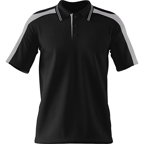 Poloshirt Individuell Gestaltbar , schwarz / hellgrau, 200gsm Poly / Cotton Pique, XL, 76,00cm x 59,00cm (Höhe x Breite), Bild 1