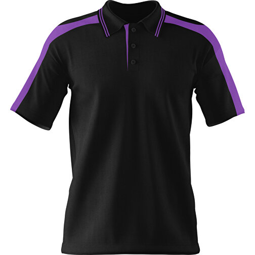 Poloshirt Individuell Gestaltbar , schwarz / lavendellila, 200gsm Poly / Cotton Pique, XL, 76,00cm x 59,00cm (Höhe x Breite), Bild 1