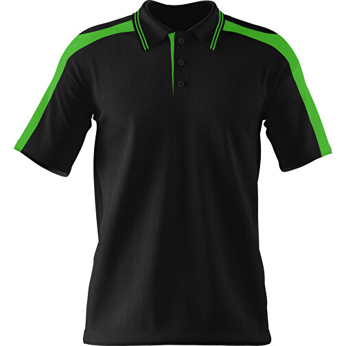 Poloshirt Individuell Gestaltbar , schwarz / grasgrün, 200gsm Poly / Cotton Pique, M, 70,00cm x 49,00cm (Höhe x Breite), Bild 1