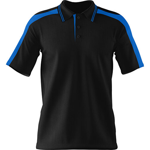 Poloshirt Individuell Gestaltbar , schwarz / kobaltblau, 200gsm Poly / Cotton Pique, M, 70,00cm x 49,00cm (Höhe x Breite), Bild 1