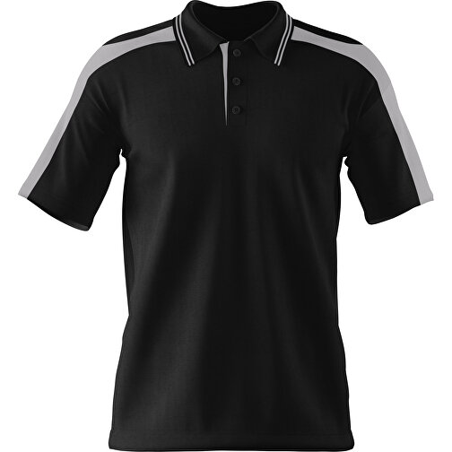 Poloshirt Individuell Gestaltbar , schwarz / hellgrau, 200gsm Poly / Cotton Pique, 3XL, 81,00cm x 66,00cm (Höhe x Breite), Bild 1