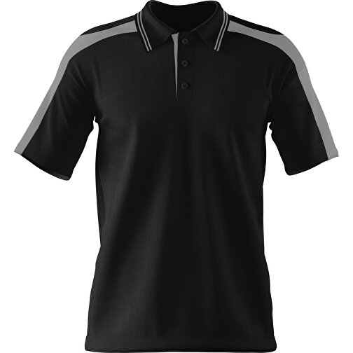 Poloshirt Individuell Gestaltbar , schwarz / grau, 200gsm Poly / Cotton Pique, 3XL, 81,00cm x 66,00cm (Höhe x Breite), Bild 1