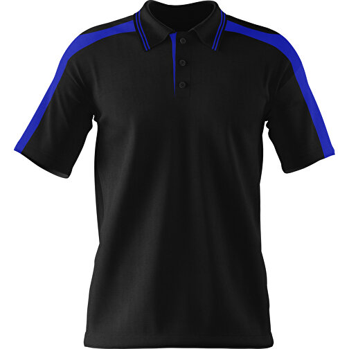 Poloshirt Individuell Gestaltbar , schwarz / blau, 200gsm Poly / Cotton Pique, 2XL, 79,00cm x 63,00cm (Höhe x Breite), Bild 1